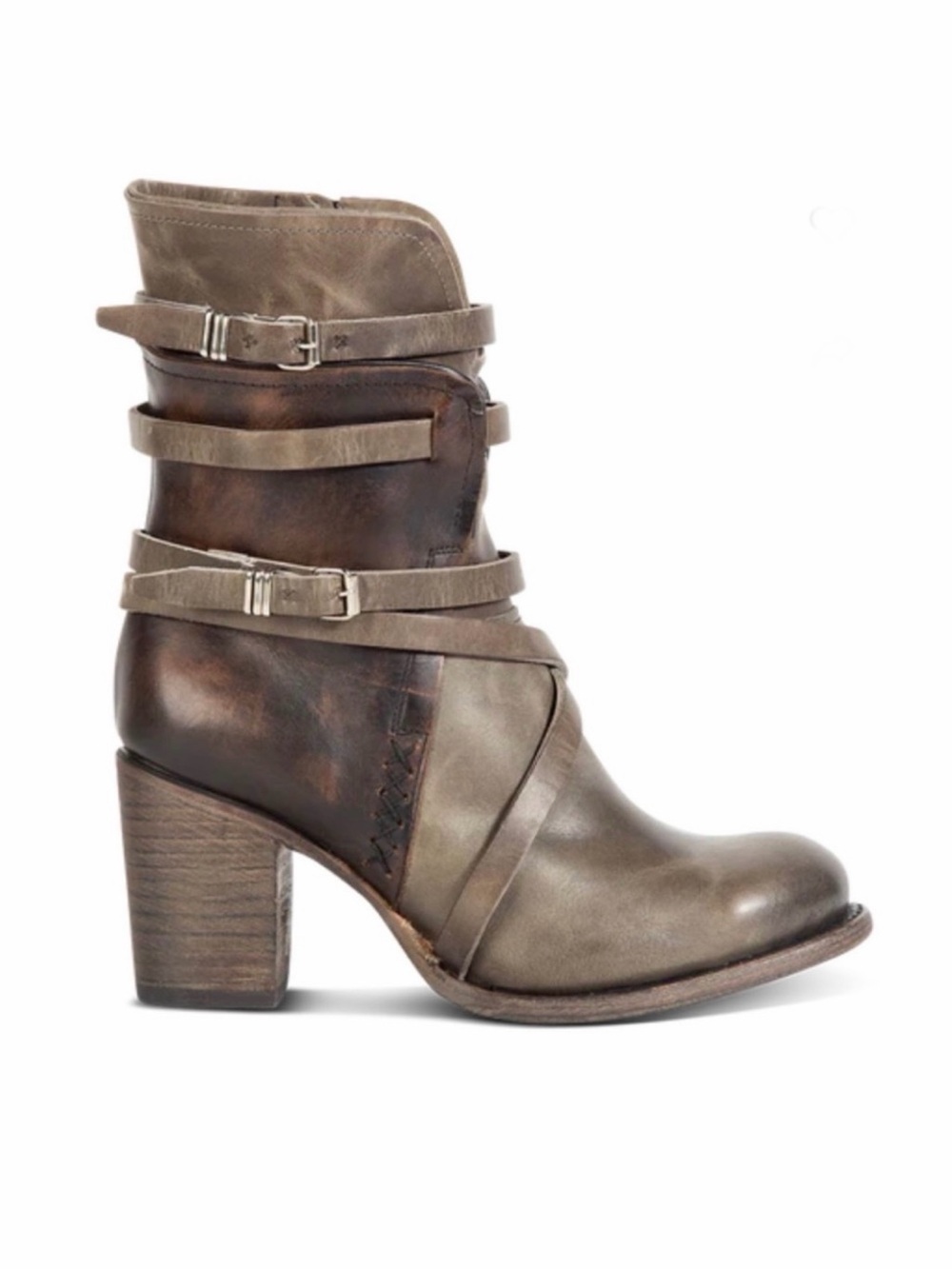 FREEBIRD BY STEVEN BAKER GRAY LEATHER HEELED BOOTS SIZE 10